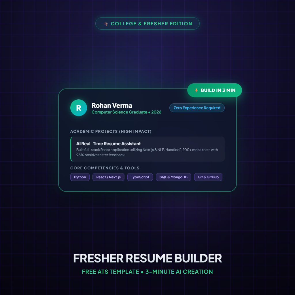 College Students & Freshers: Create and Build in 3 Min with a Free Resume Template